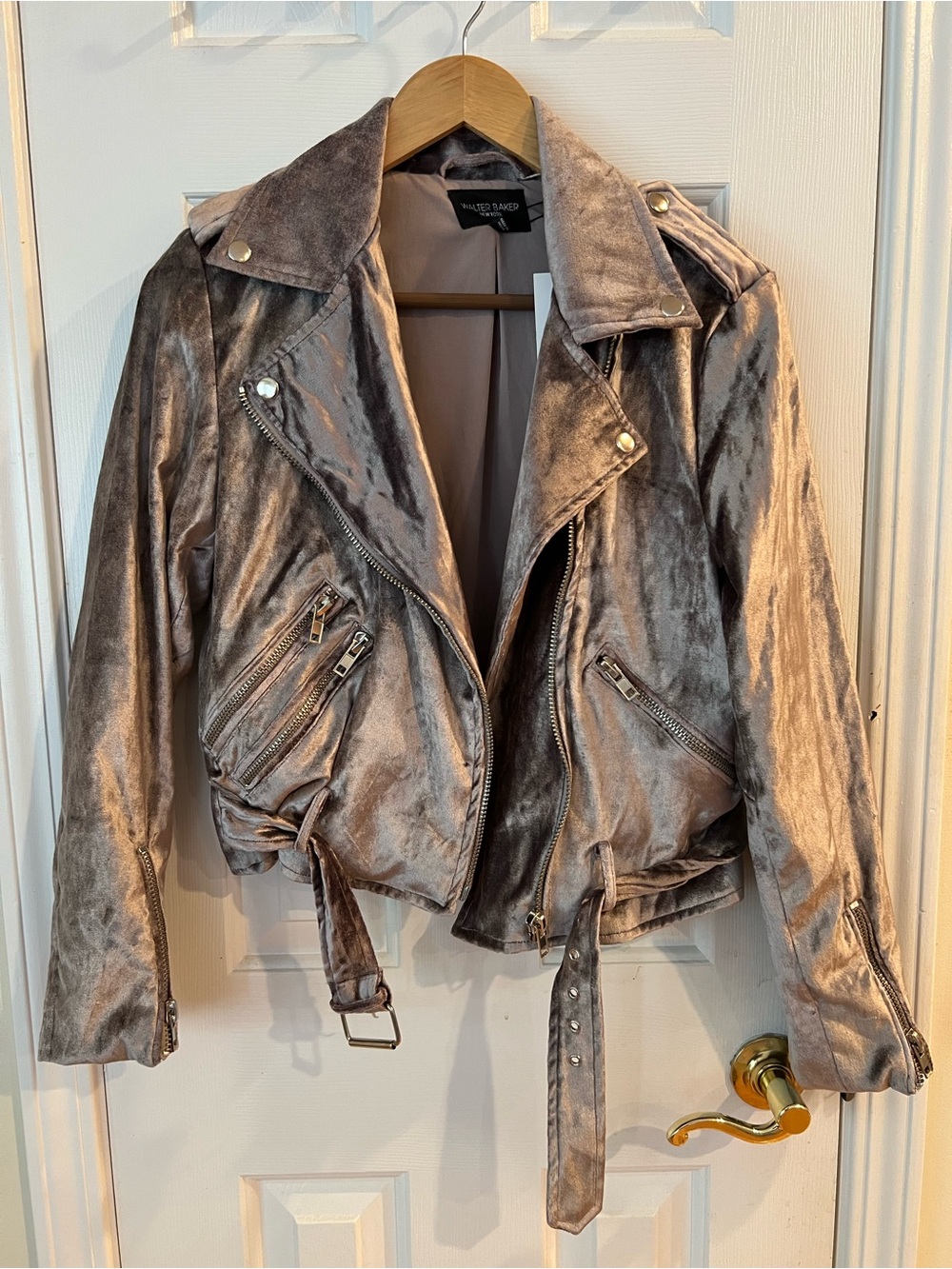 Walter Baker Taupe Velvet Moto Jacket